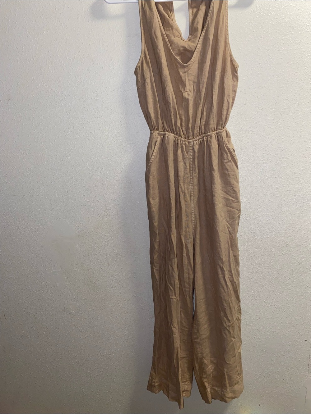 Universal Thread Sleeveless Taupe Jumpsuit with Elastic Waist
